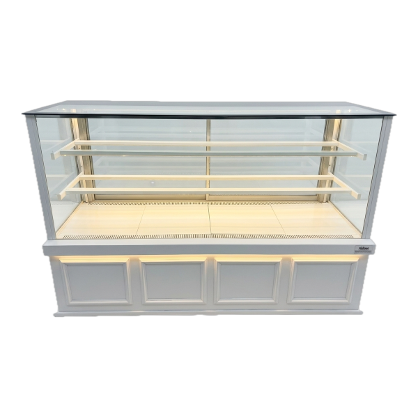 Fiamak Cooling 200 cm Beyaz Sade İşlemeli Pasta Teşhir Dolabı Modern Vitrin Buzdolabı